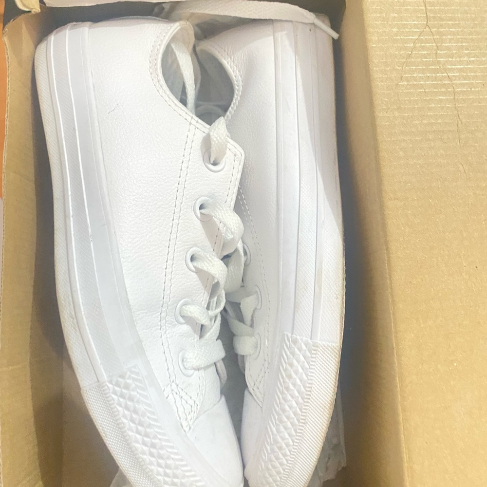 All white leather converse